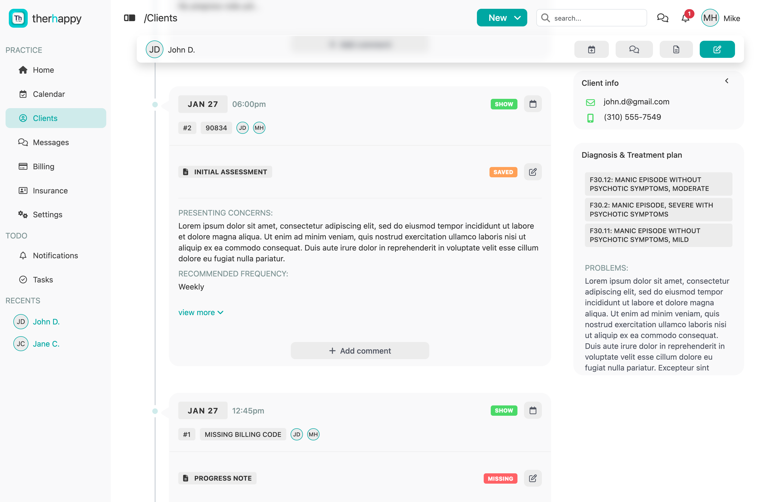 screenshot therhappy dark mode